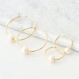 14K Filled Hoop Earrings Natural Pearl Jewelry