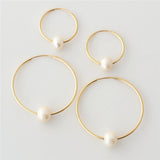 14K Filled Hoop Earrings Natural Pearl Jewelry