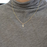 14K Filled Lightning Pendants Necklace Choker Kolye Boho Jewelry