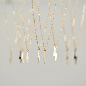14K Filled Lightning Pendants Necklace Choker Kolye Boho Jewelry