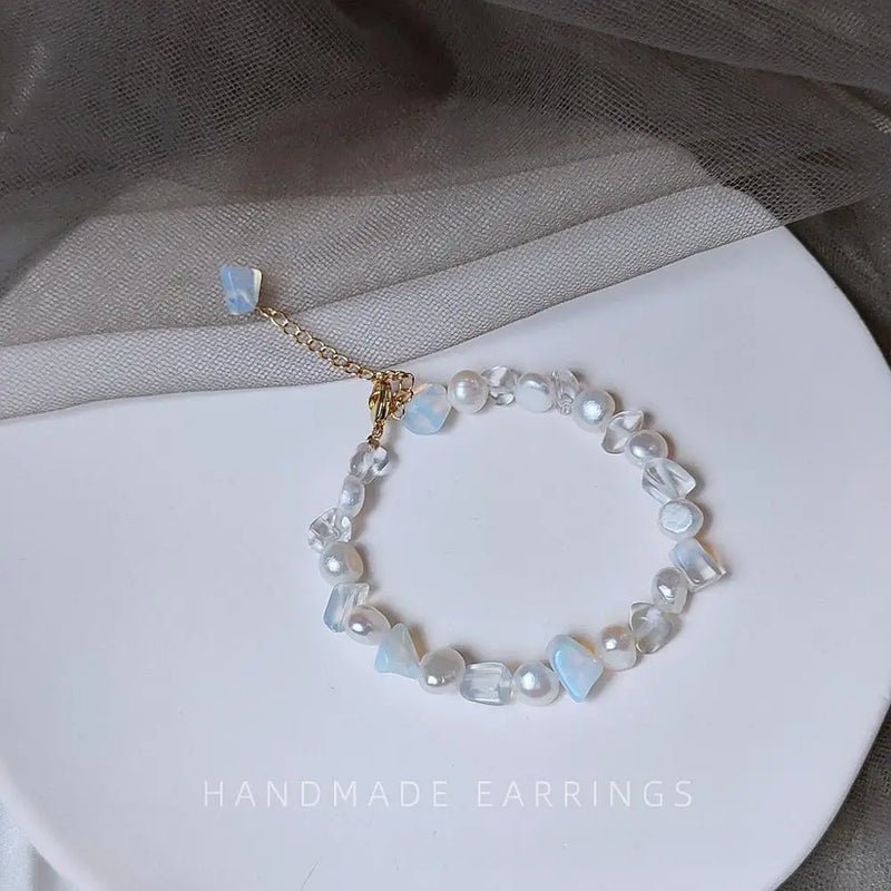 14K Filled Pearl Moonstone Crystal Female Bracelet Women Gift