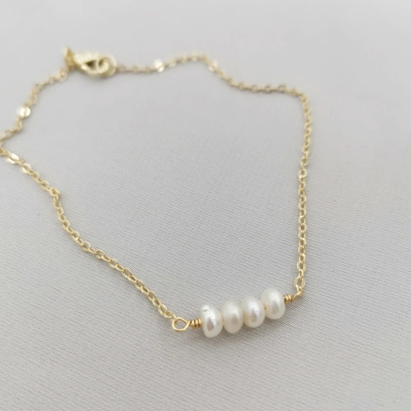 14K Filled Freshwater Pearls Bracelet Vintage Women Boho Charms
