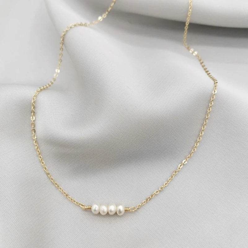 14K Filled Pearl Necklace Choker Pendants for Women