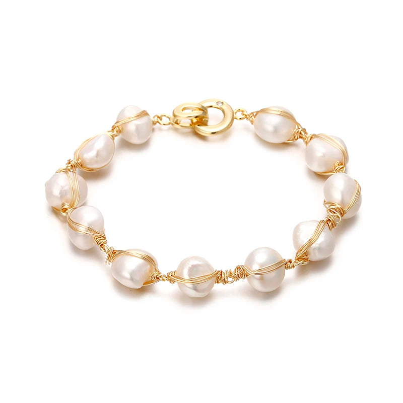 Baroque Pearl Bracelet 14K Filled Natural Freshwater Women Christmas Gift