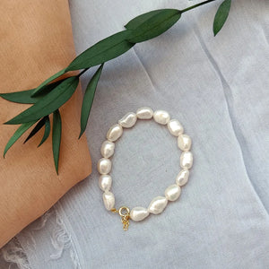 14K Filled Natural Baroque Pearl Ladies Bracelet Jewelry