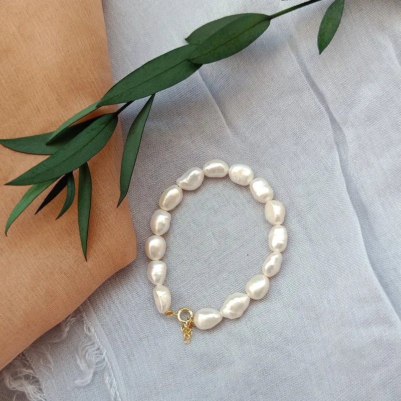 14K Filled Natural Baroque Pearl Ladies Bracelet Jewelry