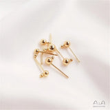14K Filled Plated Ball needle bean ear nail with hanging ring bead needle