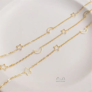 Star Moon Chain 14K Filled Plated DIY Necklace Bracelet Accessories