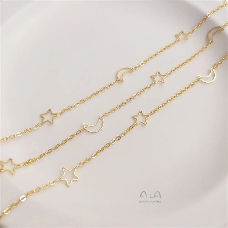Star Moon Chain 14K Filled Plated DIY Necklace Bracelet Accessories