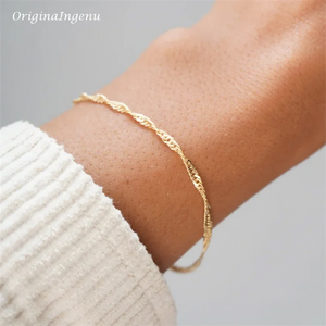 14K Filled Singapore Chain Bracelet Tarnish Resistant Hypoallergenic