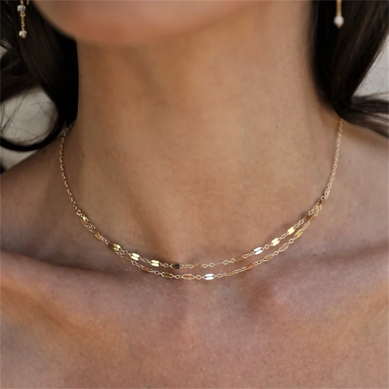 14K Filled Stacking Chain Choker Necklace Dainty Chain Tarnish Resistant Jewelry