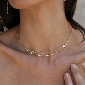14K Filled Stacking Chain Choker Necklace Dainty Chain Tarnish Resistant Jewelry