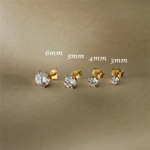 14K Filled CZ Stud Earrings Vintage Dainty Waterproof Jewelry