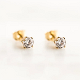 14K Filled CZ Stud Earrings Vintage Dainty Waterproof Jewelry
