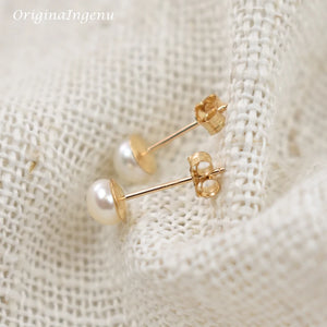 14K Filled Freshwater Pearl Stud Earrings Tarnish Resistant Dainty Jewelry