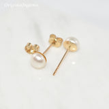 14K Filled Freshwater Pearl Stud Earrings Tarnish Resistant Dainty Jewelry