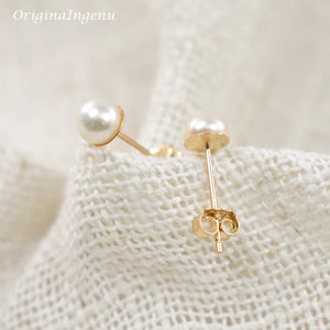 14K Filled Freshwater Pearl Stud Earrings Tarnish Resistant Dainty Jewelry
