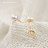 14K Filled Freshwater Pearl Stud Earrings Tarnish Resistant Dainty Jewelry