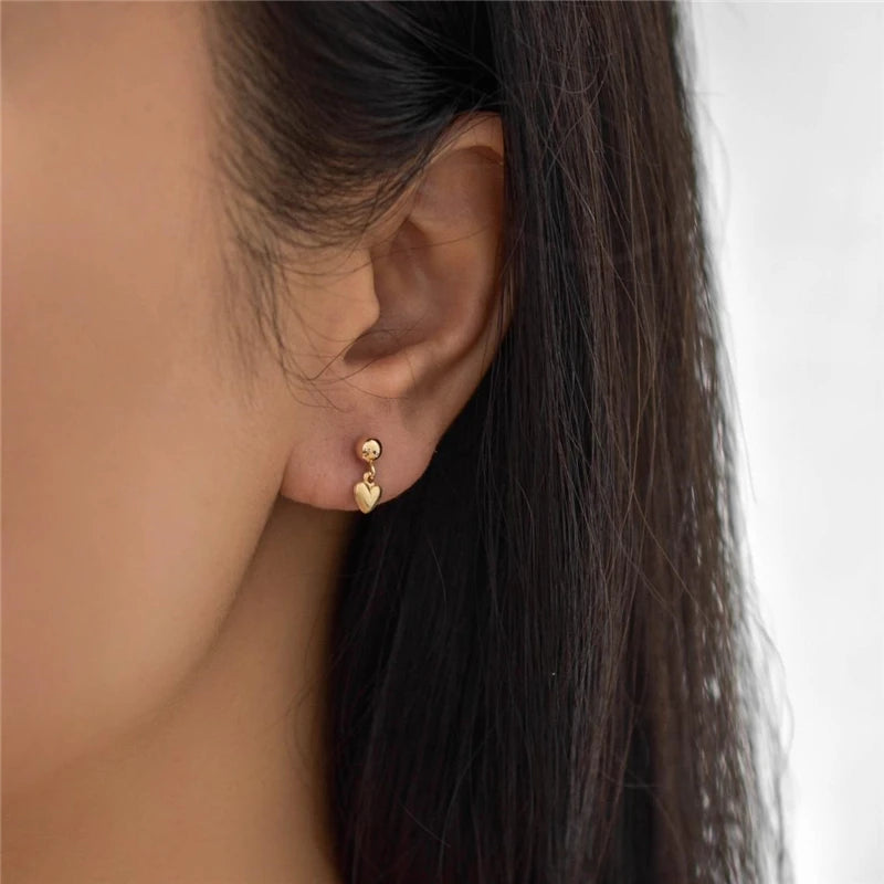 14K Filled Tiny Heart Earrings Minimalism Jewelry Oorbellen Brincos
