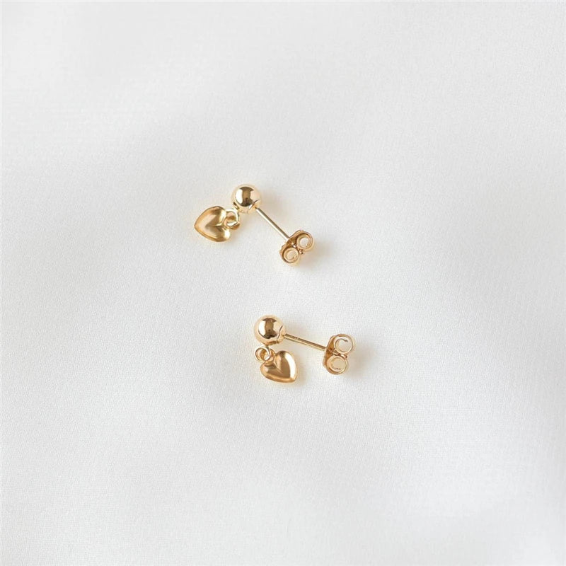 14K Filled Tiny Heart Earrings Minimalism Jewelry Oorbellen Brincos
