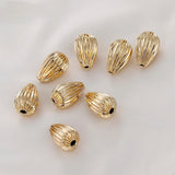 14K Vertical Lines Drop-shaped Straight Holes Beaded Jewelry Material