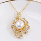 14K Plated Pearl Pendant Necklace for DIY Craft