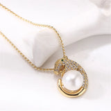14K Leopard Head Pearl Pendant Necklace DIY Accessories