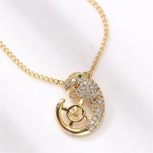 14K Leopard Head Pearl Pendant Necklace DIY Accessories