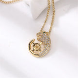 14K Leopard Head Pearl Pendant Necklace DIY Accessories