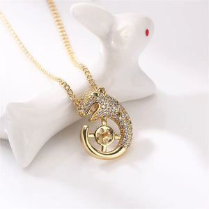14K Leopard Head Pearl Pendant Necklace DIY Accessories