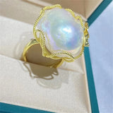 14K DIY Accessory Ring Large Flower Basket Style Baroque