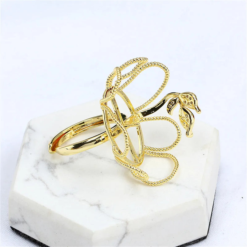 14K DIY Accessory Ring Large Flower Basket Style Baroque