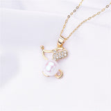 Cartoon Pearl Pendant Necklace 14K Plated Holder DIY Accessories