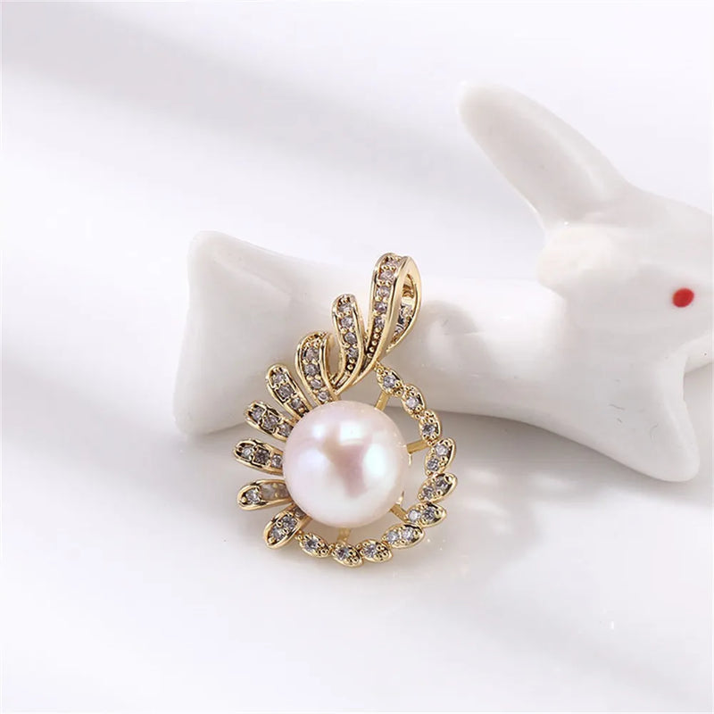 14K Injection Pendant Empty Holder Plating K Craft Pearl Pendant Necklace