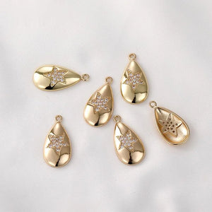 14K Zircon Star Pendant Pentagram Accessory DIY Earrings Bracelet Necklace