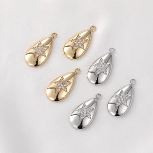 14K Zircon Star Pendant Pentagram Accessory DIY Earrings Bracelet Necklace