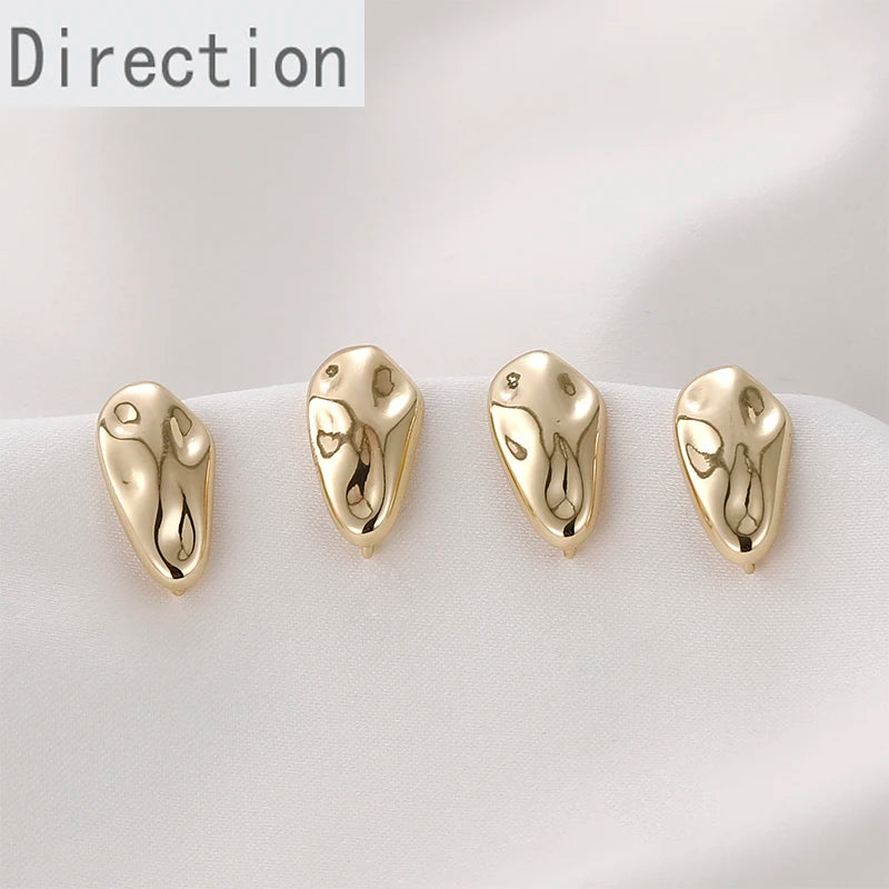 14K Irregular Melon Seeds Drop Earrings Silver Needles DIY Jewelry Materials