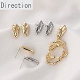 14K Irregular Melon Seeds Drop Earrings Silver Needles DIY Jewelry Materials