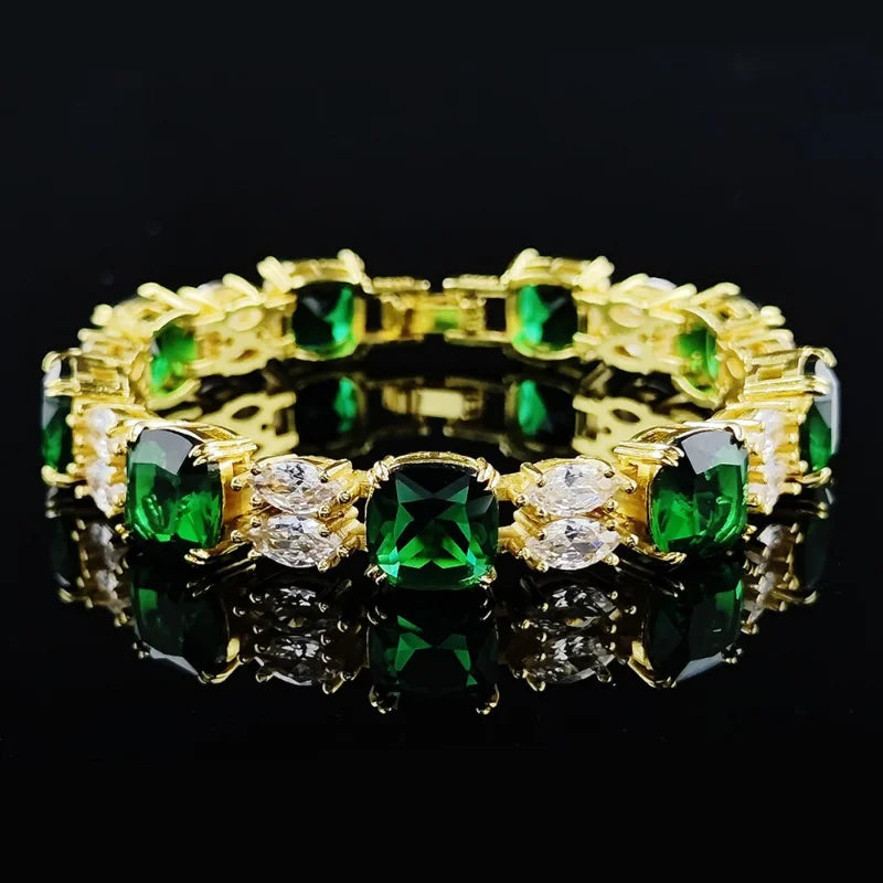 14K Lab Emerald Bangle Bracelet Wedding Bridal Vintage Jewelry