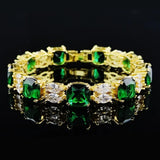 14K Lab Emerald Bangle Bracelet Wedding Bridal Vintage Jewelry