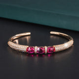 14K Ruby Bangle Cuff Gemstones Bracelets Bridal Wedding Accessaries