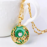14K Necklace Emerald Pendants Green Jade Emerald Pendant Topaz Gemstone Necklace