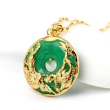 14K Necklace Emerald Pendants Green Jade Emerald Pendant Topaz Gemstone Necklace