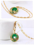 14K Necklace Emerald Pendants Green Jade Emerald Pendant Topaz Gemstone Necklace