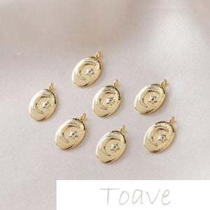 14K Oval Moon Star Tag Pendant DIY Necklace Bracelet Material