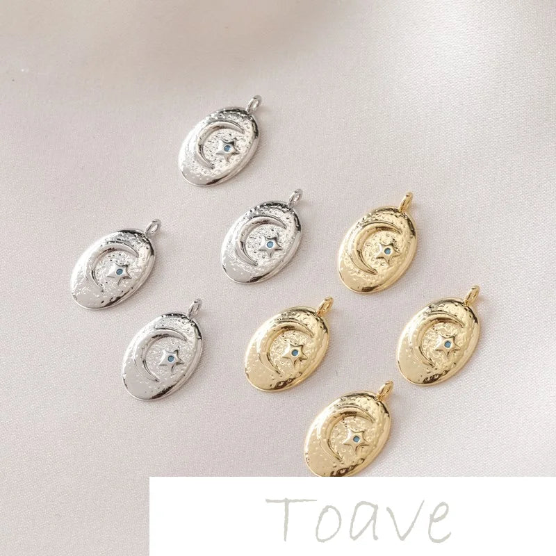 14K Oval Moon Star Tag Pendant DIY Necklace Bracelet Material