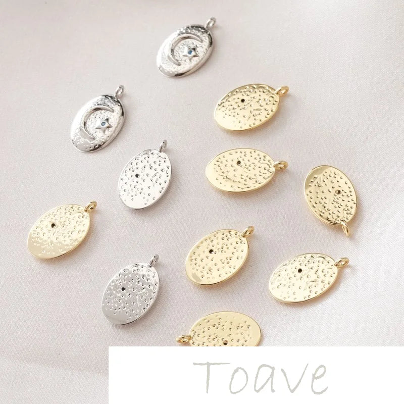 14K Oval Moon Star Tag Pendant DIY Necklace Bracelet Material
