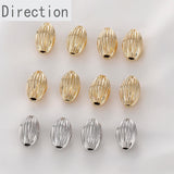 14K Oval Vertical Pattern Round Beads Straight Hole 10PCS