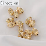 14K Oval Vertical Pattern Round Beads Straight Hole 10PCS