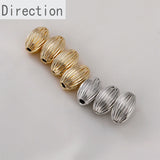 14K Oval Vertical Pattern Round Beads Straight Hole 10PCS